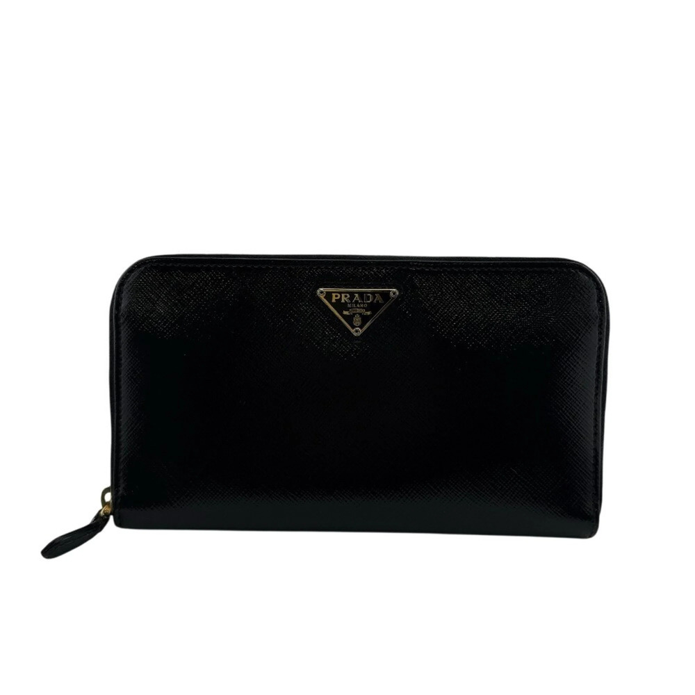 PRADA 1M0506 Round Long Wallet PVC Black